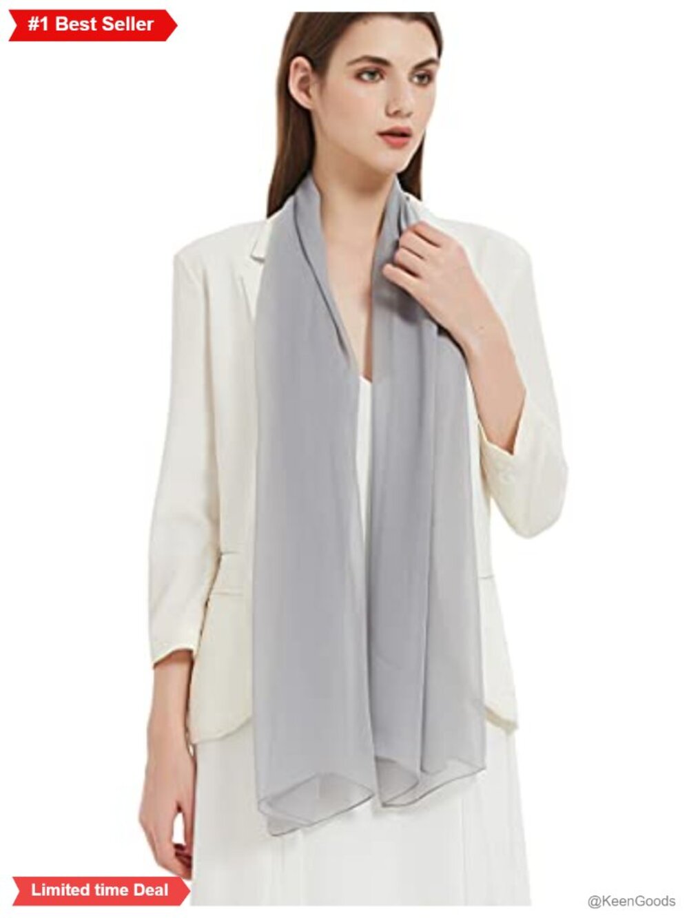 Long Chiffon Sheer Scarf Silk Blend Women's Lightweight Wrap